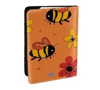 Red Wings Bee Printed Passport Holder,Travel Pu Leather Passport Cover Case Organiser for Men Women,6.5 Inch