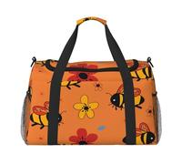 Red Wings Bee Waterproof Weekender Bags Duffel Bag Large Carry On Hand Luggage Bags Foldable Tote Bag for Travel Sports Gym Dance