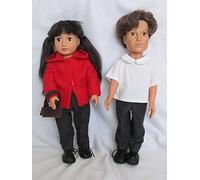 Red winter school uniform with boots, polo shirt, trousers, hooded fleece and bag to fit 18" dolls like Designafriend, Our Generation, Sindy, American Girl