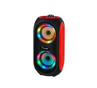 (Red) Wireless Bluetooth Speaker 100W Double 4 inch Drivers FM Radio TF LED Light Sound Music Center Soundbar Outdoor Subwoofer