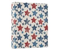 Red with Blue Star 3 Ring Binder 1.5 Inch Round Ring Binder View Binder Holds 200 Documents for Home School Office Use