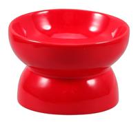 Red with High Feet Ceramic Dog Bowl Slanted Mouth Feeder