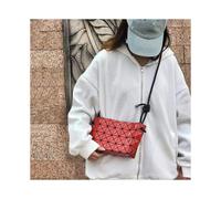 (Red (with logo), 24*8*16.5) Japanese 2023 New Tofu Bag Geometric Rhombus Drawing Bag For A Lifetime Fashion, Simple Shoulder Oblique Cross -Handed Women's Bag