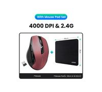 (Red With Mouse Pad) 【NEW】UGREEN Mouse Wireless Ergonomic Mouse 4000 DPI Silent 6 Buttons For MacBook Tablet Laptop Mute Mice Quiet Mouse