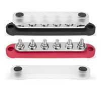 RED WOLF 150A Busbar Distribution Block with 6x M6 Terminal Bolts, Positive Mass Power Distribution Block Busbar for Car Marine RV RV Truck Electrical System Terminal Blocks