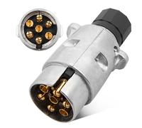 RED WOLF 7-Pin Metal Trailer Plug, 7-Pin Trailer Plug, 12 V Waterproof with Cast Aluminium Housing, for Cars, Trucks, Caravans, Trailers, 7-Pin Towing Hitch in Accordance with ISO 1724