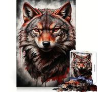 Red Wolf Portrait 1000 Piece Jigsaw Puzzles for Teenagers Jigsaw Think Toy Together Fun Sharp Cut Art Collectible (38x52cm)