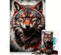 Red Wolf Portrait Jigsaw Puzzles for Adults 1000 Pieces Brain Skill Relaxed Mind Exact Edge Art Collection Piece (38x26cm)
