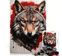 Red Wolf Portrait Teenagers 1000 Piece Jigsaw Puzzle Logic Boost Toy Indoor Fun Premium Edge Memorable Gift (38x26cm)