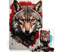 Red Wolf Portrait Teenagers 1000 Piece Jigsaw Puzzle Logic Boost Toy Indoor Fun Premium Edge Memorable Gift (38x26cm)