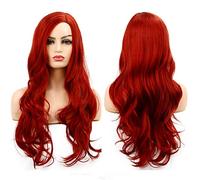 Red Women Long Curly Wavy Synthetic Cosplay Full Wig Halloween Costume Party