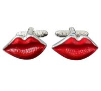 Red Womens Lips Cufflinks - Onyx Art CK189 Mens Wedding Novelty Gift Cuffs In Premier Life Packaging