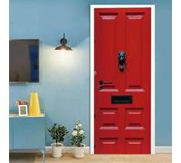 Red Wood Door Stickers for Interior Doors Modern Art 3D Door Sticker Murals Decals Wallpaper Self Adhesive Waterproof Poster for Bedroom Living Bathroom 77x200 cm A-2654
