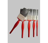 Red Wood with Synthetic Bristles Paint Brushes, Pack of 5 - Assorted Sizes, Ideal for Home Painting & Decorating Tasks