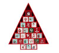 Red Wooden Christmas Tree Advent Calendar | Reusable Fill Your Own 24-Drawer Countdown Calendar for Families - 38cm
