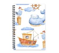 Red Wooden Fishing Boat 2026 Journal Diary A5 To Do List Notebook Journal for Women 2026 Diary Planner A5 for Family Week To View Monthly Year Planner with Dotted Line Note Page Slim