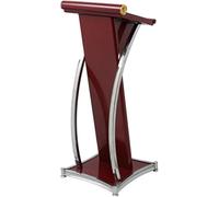 Red Wooden Podium Stand - Floor Lectern for Presentations, Church Speaking, and Events - Durable Wood Lectern for Professional Use and Public Speaking