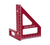 Red Woodworking Multi Angle Square Ruler 45/90 Degree Miter Triangle Ruler Multipurpose Protractor for Construction Worker, Engineer, Carpenter