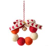 Red Wool Felt Car Ornament 10cm New Year Bell Wreath