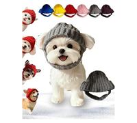 Red Wool Knit Dog Beanie With Ear Flaps - Dog Warm Winter Hat, Soft Knitted Hat Pet Cap, Cold Weather Dogs Ear Warmer Headband Protector Costume, Turn Your Pup Into The Season’s Cute Star(Grey)