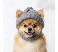 Red Wool Knit Dog Beanie with Ear Flaps, Soft Knitted Hat Pet Cap, Dog Winter Hat for Small Medium Large Dogs Cats, Flexible Fit That Stays Put Makeing Every Walk or Photo (Grey 2PC)