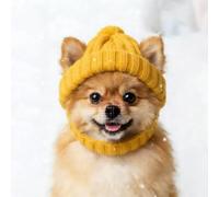 Red Wool Knit Dog Beanie with Ear Flaps, Soft Knitted Hat Pet Cap, Dog Winter Hat for Small Medium Large Dogs Cats, Flexible Fit That Stays Put Makeing Every Walk or Photo (Yellow 2PC)