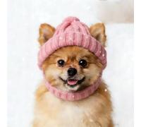 Red Wool Knit Dog Beanie with Ear Flaps, Soft Knitted Hat Pet Cap, Dog Winter Hat for Small Medium Large Dogs Cats, Flexible Fit That Stays Put Makeing Every Walk or Photo (Pink 2PC)