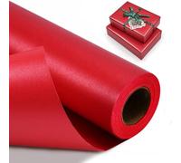 Red Wrapping Paper Roll, Double-Sided Pearl Finish Gift Wrap | 43cm x 10m, Reversible Red Wrapping Paper for Christmas, Valentine's Day, Birthday & DIY Crafts