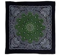 RED-X XL Two Tone Paisley Bandana Bandanna Lightweight Cotton-Black/Olive