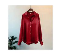 (Red, XL) Office Lady Shirts And Blouses Woman Top Autumn Winter Korean Long Sleeve Button Elegance Sweet Casual Summer Fashion Shirts