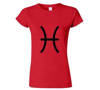 (Red, XL) Pisces Fish Zodiac Horoscope Astrological Symbol Ladies Women T Shirt Tee Top