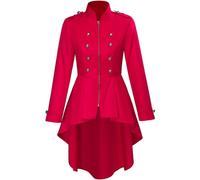 (Red, XXL) Women's Victorian Tailcoat Jacket Double Breasted Steampunk Coat Renaissance Vintage Evening Wear