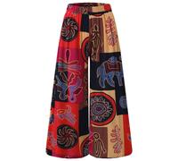 (red, XXXXL) Ethnic Style Wide Leg Trousers Women Yoga Harem Pants Gypsy Hippie Boho Court Pants Ruched Waist Aladdin Women's Pants