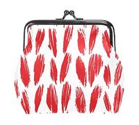 Red Yarn Thread Pattern Abstract Women’s PU Leather Coin Wallets Girls Mini Buckle Coin Purse Pouch