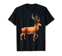 Red, Yellow and Black Tartan Scottish Stag Silhouette T-Shirt
