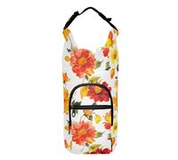 Red Yellow Autumn Flowers White Water Bottle Sling Bag Versatile Insulated Water Bottle Bag Waterbottle Holder Fits 20/24/32/40 oz Bottles, Flowers White, 1 size, Claasic