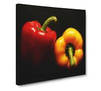 Red & Yellow Bell Pepper Canvas Print | Gallery Wrapped 30mm Frame Wall Art | 20x20 inches | Ready to Hang | Modern Picture | Living Room Bedroom Lounge Office