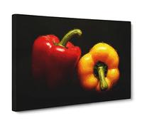 Red & Yellow Bell Pepper Canvas Print | Gallery Wrapped 30mm Frame Wall Art | 30x20 inches | Ready to Hang | Modern Picture | Living Room Bedroom Lounge Office
