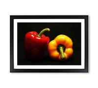 Red & Yellow Bell Pepper Framed Print | A2 Black Framed Wall Art | Ready to Hang | Modern Nature Picture | Living Room Bedroom Lounge Office