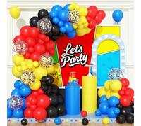 Red Yellow Blue Balloon Arch Kit 109pcs Dark Blue Red Yellow Black Balloons Garland Kit Birthday Colourful Party Balloon for Kids Hero Cartoon Super Carnival Circus Theme Baby Shower Decorations