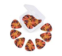 Red Yellow Fall Maple Leafs Print Guitar Picks 12 Pack With Organizer Storage Box 0.46 0.71 0.96mm Guitar Plectrums Guitars Accessories For Bass Electric Acoustic Guitars