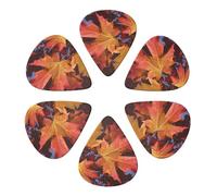 Red Yellow Fall Maple Leafs Print Guitar Picks 6 Pack With Organizer Storage Bag 0.46 0.71 0.96mm Guitar Plectrums Guitars Accessories For Bass Electric Acoustic Guitars
