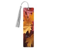 Red Yellow Fall Maple Leafs Wood Bookmark for Men Women Reading Wooden Bookmarks Unique Handmade Book Marks with Tassel Pendant Craft Bookmark for Book Lovers Birthday Teachers Gift