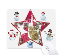 Red Yellow Flower Leaf Abstract Pattern Christmas Snowman Family Star Mouse Pad