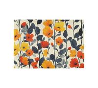Red Yellow Flowers Black Leaves Modern Scandinavian Decorative wipe clean placemats for dining table pvc washable cloth placemats mantelitos para mesa de comedor set of 6 12x18