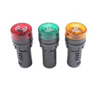 Red/Yellow/Green Indicator Light with Buzzer AC/DC 24V/220V, 22mm Panel Mount Flashing Alarm, for Electrical Control Panel