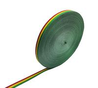 Red Yellow Green Ribbon Spool (55 Yards) - 3/8 Inch Tri-Color Satin Ribbon for Christmas, Birthday Decor | Vibrant Party, Craft, Gift Wrapping Supplies | Tangle-Free in Resealable Bag