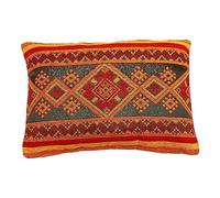 Red Yellow Sequin Tiles Mosaic Spanish Moroccan Cushion Covers - Moorish Arabesque Style Pillow Cover - Diamond Sequin Cushion Case 70x50 cm
