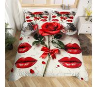 (Red Yellow, Super King(No Comforter)) Cartoon Cat Double Bedding Set Bohemian Flowers Comforter Cover,Colorful Groovy Florals Duvet Cover Vintage Printed Cute Animlas Quilt Cover
