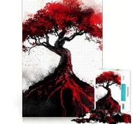 Red Yggdrasil World Tree Jigsaw Puzzles 1000 Pieces for Adults Memory Gain Anxiety Relief Design Assembly Artistic Gift (50x75cm)
